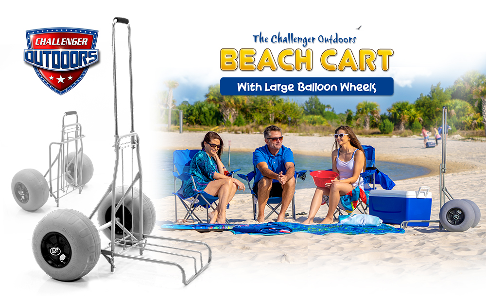 Challenger Folding Beach Cart with Large Balloon Wheels at Top Mobility