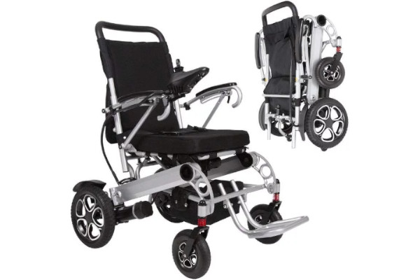 Large Vive Health Folding Power Wheelchair Open and Folded